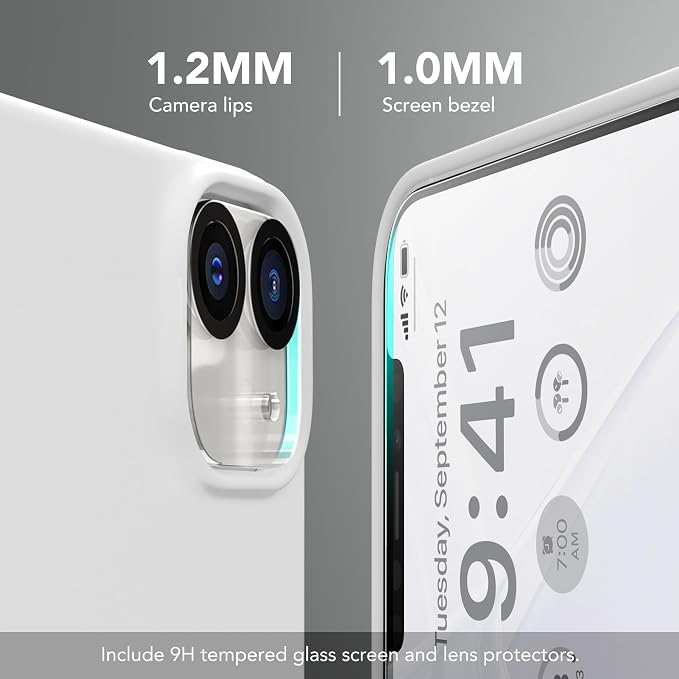 GONEZ Magnetic for iPhone 12 Case / 12 Pro Case, Compatible with MagSafe, [Screen Protector + Camera Lens Protector], Silicone Shockproof Anti-Scratch Protective Phone Case 6.1 inch, White
