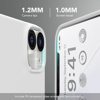 GONEZ Magnetic for iPhone 12 Case / 12 Pro Case, Compatible with MagSafe, [Screen Protector + Camera Lens Protector], Silicone Shockproof Anti-Scratch Protective Phone Case 6.1 inch, White