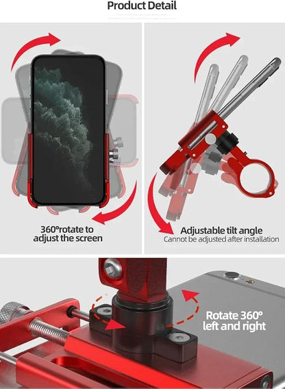 GUB P30 Aluminum Bike Phone Holder for 3.5" to 7.5" Device Bicycle Phone Stand Scooter Moto Mount Support Handlebar Clips