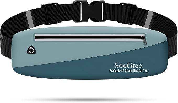 SooGree Slim Fanny Packs for Women Men,Waterproof Waist Pack with Reflective Strip Adjustable Strap,Running Belt for Sports Workout Cycling Hiking, Casual Hands-Free Wallets Phone Bag