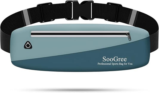 SooGree Slim Fanny Packs for Women Men,Waterproof Waist Pack with Reflective Strip Adjustable Strap,Running Belt for Sports Workout Cycling Hiking, Casual Hands-Free Wallets Phone Bag
