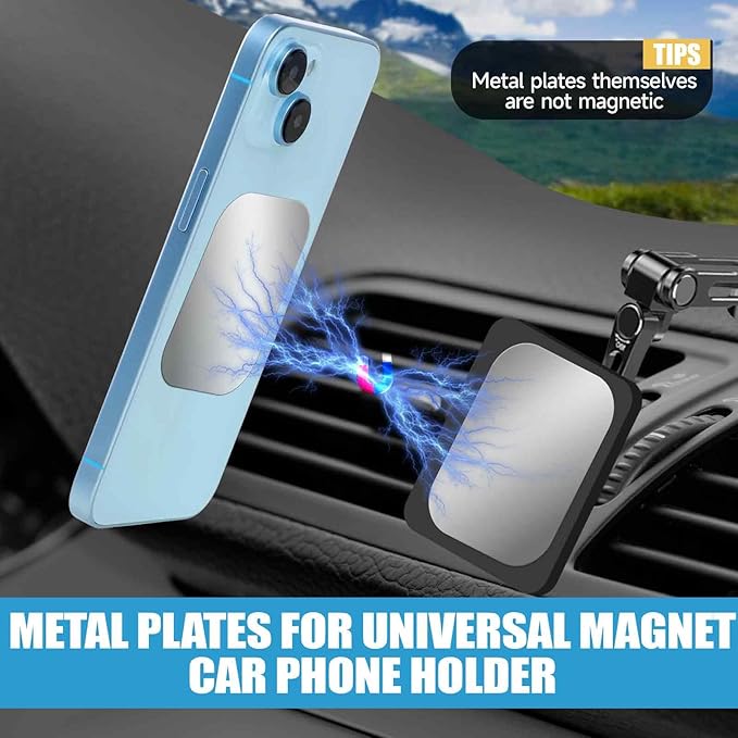 Bewudy 10 Pcs Adhesive Thin Plates (Compatible with Magnetic Mounts), Magnet Phone Mount, Metal Plates for Phone Case
