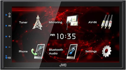 Audiosaving Bundle: (1) Jvc Kw-M180BT 6.8" Car Monitor Iphone Android Bluetooth Receiver USB/3 Pre-Outs Bundle With (1) Rockville Rbc5B Black Metal Car License Plate Camera+Night Vision+Distance Lines
