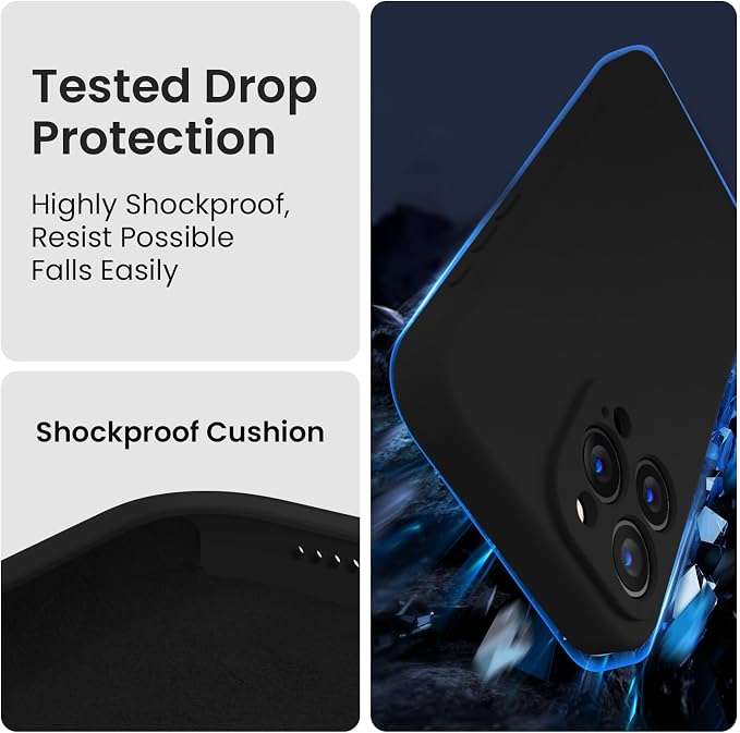 FireNova Designed for iPhone 16 Pro Max Case, Silicone Upgraded [Camera Protection] Phone Case, Soft Anti-Scratch Microfiber Lining Inside, 2024, Black