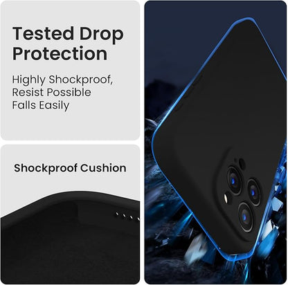 FireNova Designed for iPhone 16 Pro Max Case, Silicone Upgraded [Camera Protection] Phone Case, Soft Anti-Scratch Microfiber Lining Inside, 2024, Black