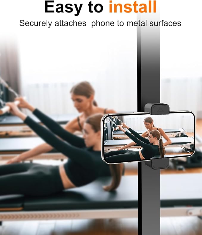 Gym Magnetic Phone Holder, 360°Adjustable, Portable Magnetic Phone Holder Mount for Gym, Attaches to Metal Surfaces, Gym Accessories for Men and Women Workout, Compatible with 4-7" Smartphones