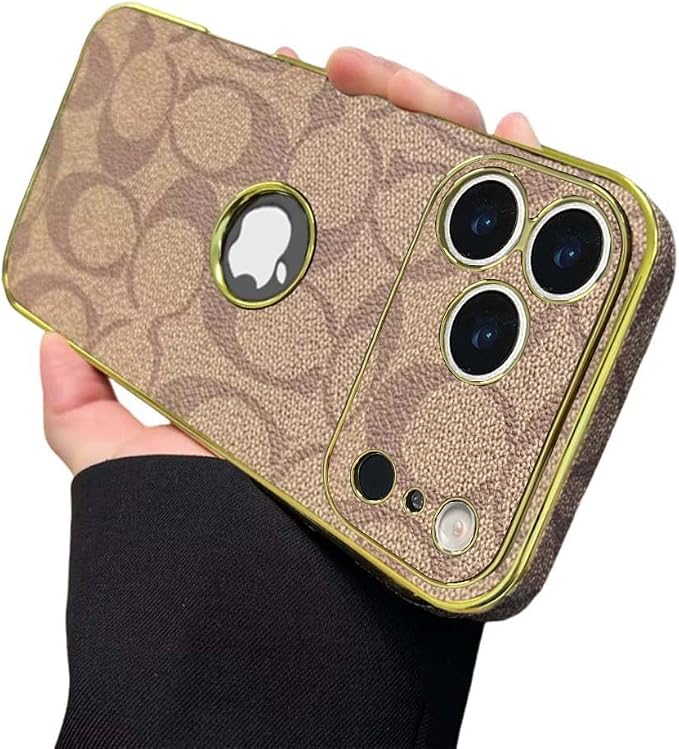 Compatible with iPhone 17 Pro Max Case with Logo View , Luxury Elegant Full Protection Slim Shockproof Leather Case with Camera Lens Protector Phone Cover for iPhone 17 Pro Max for Women Men