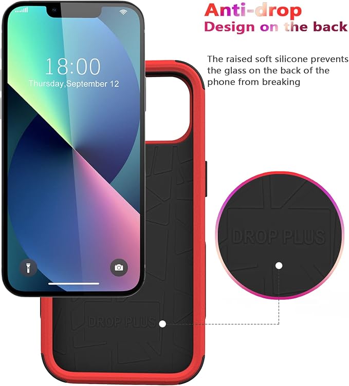 Diverbox for iPhone 13 Case [Shockproof] [Dropproof] [Dust-Proof],Heavy Duty Protection Phone Case Cover for Apple iPhone 13 (Red)