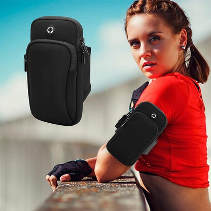 Phone Holder for Running, Walking, Workout, Under 7 in Armband Smartphone Holder, Phone Pouch Cards Keys Wallet, Gym Sports Arm Bands Sleeve Fit Women Men(Color:Black)
