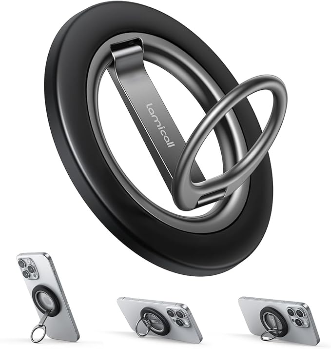 Lamicall for MagSafe Magnetic Phone Ring Grip - 360° Rotation Finger Grip Holder Stand, Super Magnet Cell Phone Kickstand Ring, Mag Safe Accessories for iPhone 17e 16 15 14 13 12 Pro Max Air, Androids