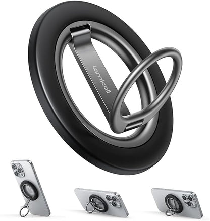 Lamicall for MagSafe Magnetic Phone Ring Grip - 360° Rotation Finger Grip Holder Stand, Super Magnet Cell Phone Kickstand Ring, Mag Safe Accessories for iPhone 17e 16 15 14 13 12 Pro Max Air, Androids