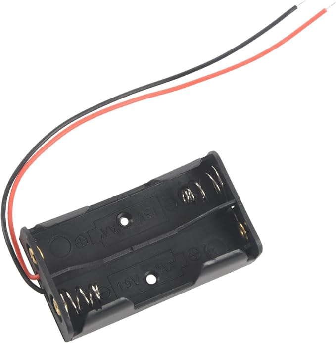 100 Pcs 2 x 1.5V AA Battery Holder Case Box Black W Wire Leads