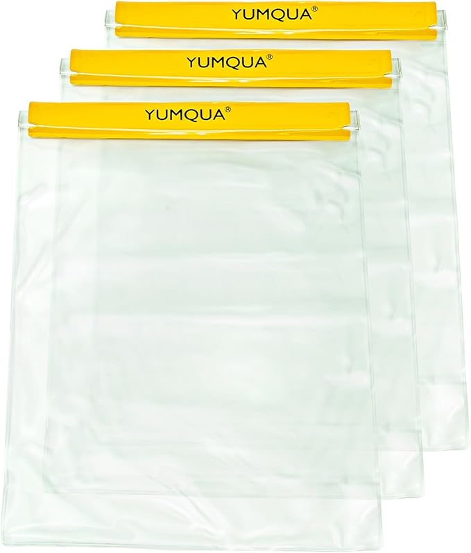 YUMQUA Waterproof Bags Large Size 3 Pack, Clear Watertight Pouch Holder for Document Map Camera Mobile Phone Car Key, fits Kayaking Boating Hiking Water Sports