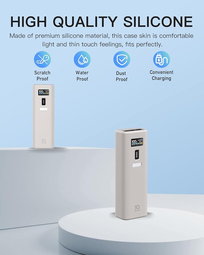 Case Cover for CUKTECH 10 Power Bank 10000mAh, Full-Body Protective Cover for CUKTECH NO.10 Power Bank,Drop-Proof,Scratch-Proof,Shock-Proof,Grey