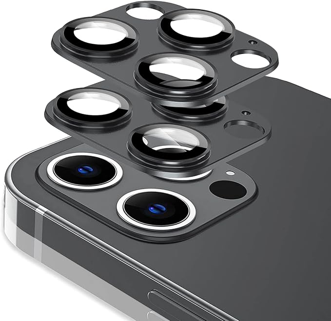 [2 Pack] Tamoria Compatible for iPhone 13 Pro / 13 Pro Max Camera Lens Protector Metal Plus Tempered Glass Camera Cover Support LIDAR Scanner, Anti-Explosion for iPhone 13 Pro Max /13 Pro Black