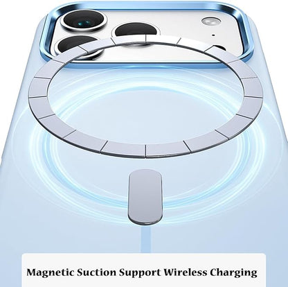 Magnetic Case for iPhone 17 Pro Max/17 Pro/17 Air/17, Wireless Charging Case, Ultra Thin Liquid Silicone Soft Fiber Lining Cover, (17 Pro,Blue)