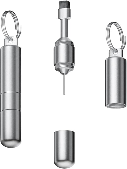 Mobile Phone SIM Card Removal Tool, Earphone Cleaning Kit, Premium Keychain, Bluetooth Headset Cleaner (Silver, 1-Pack)