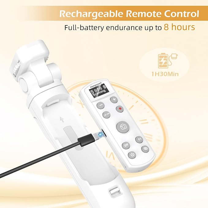 for Sony Tripod Wireless Shooting Grip with Shutter Release - Mini-Tripod with Rechargeable Remote Control for ZV-E10/ZV-E1/ZV-1/ZV-1F/RX100 VII/RX0 II/A6700/A6400/A6600/FX3/FX30, for Vlogging, White