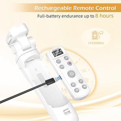for Sony Tripod Wireless Shooting Grip with Shutter Release - Mini-Tripod with Rechargeable Remote Control for ZV-E10/ZV-E1/ZV-1/ZV-1F/RX100 VII/RX0 II/A6700/A6400/A6600/FX3/FX30, for Vlogging, White