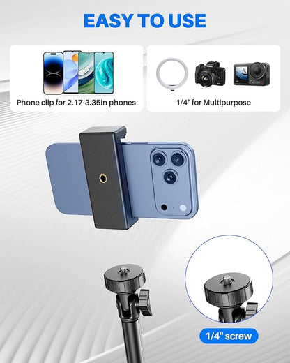 67" Phone Tripod, MIIASI Extendable Tripod for iPhone, Selfie Stick with Remote and Phone Holder, Compatible with iPhone/Android/Camera, Light Stand (Black)