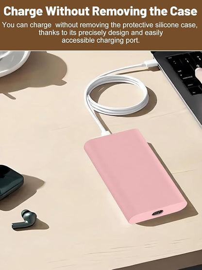 Silicone Protective Case Compatible with OnePlus SuperVooc Power Bank 12,000mAh All-Port Portable Charger, Full-Body Protective Cover with Precise Cutouts, Shockproof & Scratch-Resistant Sleeve (Pink)