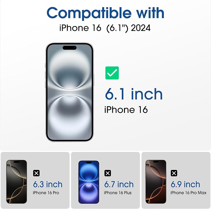 amFilm Auto-Alignment OneTouch for iPhone 16 [6.1''] Screen Protector + Camera Lens Protector, Tempered Glass, 30 seconds Installation, Bubble Free, Case Friendly, Anti-Scratch [2+2 Pack]