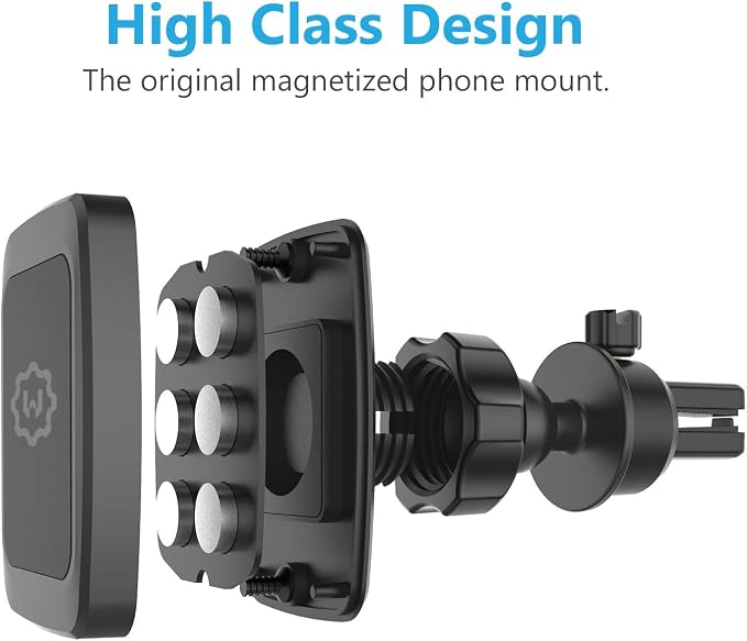 WixGear Magnetic Phone Car Mount, Universal Bite-Lock Air Vent Magnetic Phone Car Mount Holder, for Cell Phones with Swift-snap Technology