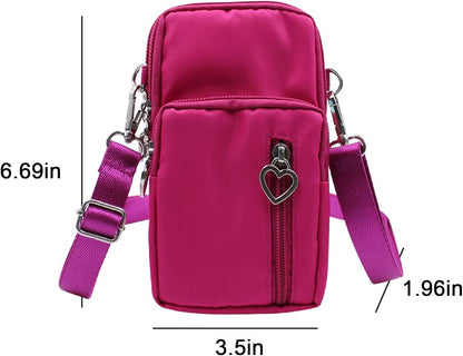 JUMISEE 3-Layers Crossbody Bag Cellphone Pouch Armband Wallet Nylon Smartphone Purse