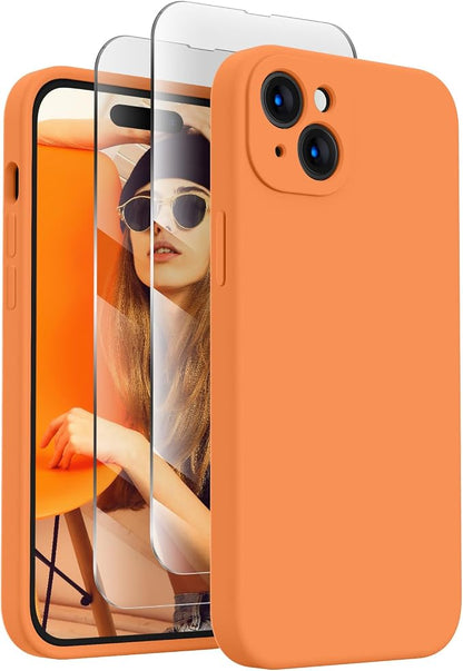 FireNova Designed for iPhone 15 Case, Silicone Upgraded [Camera Protection] Phone Case, Soft Anti-Scratch Microfiber Lining Inside, 6.1 inch, Kumquat