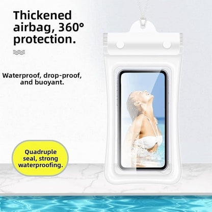 Floating Waterproof Phone Case Full View Swimming Bag Transparent Dry Cover for Underwater Snow Rainforest Use(Orange)
