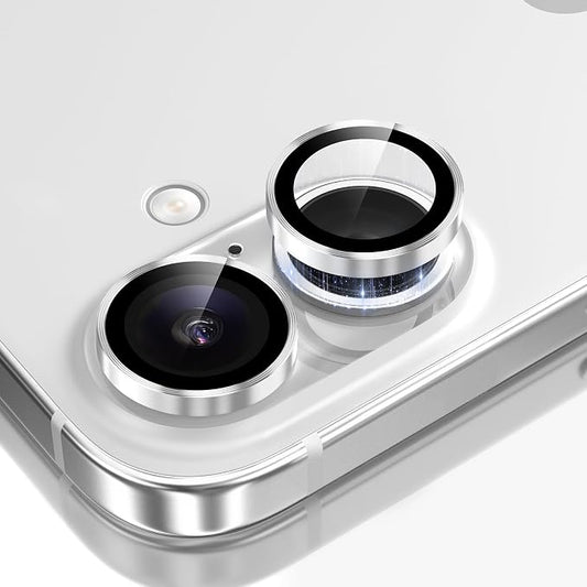 GolbinBox Camera Lens Protector for iPhone 17/16/16 Plus, 1:1 Invisible Fit, 9H Tempered Glass Ultra HD Metal Individual Camera Cover, Case Friendly, Silver