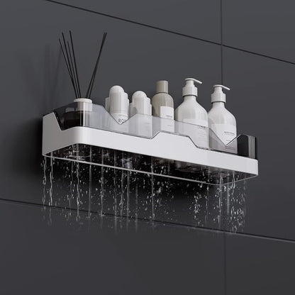 2-Pack Adhesive Shower Caddy, Shower Shelves with Hooks, No Drilling Shower Racks for inside shower & Kitchen Storage