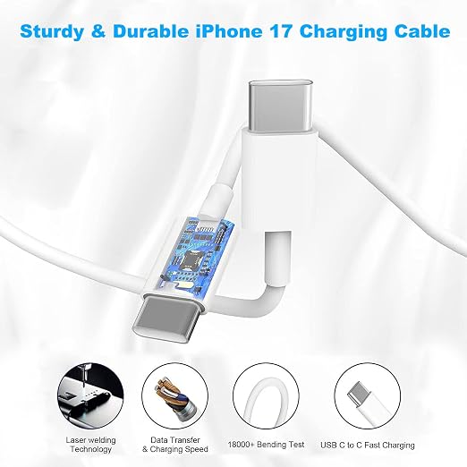 iPhone 17 16 15 Charger Fast Charging,2Pack 20W Fast USB C Charger Block Type C Charging Block with USB C to USB C Cable for iPhone 17/17 Air/17 Pro Max/16/16 Plus/16 Pro Max/15 Pro Max/iPad Pro/Air