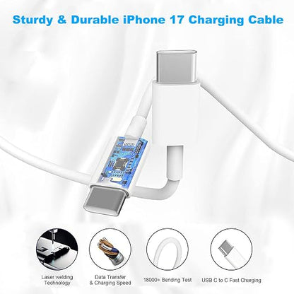 iPhone 17 16 15 Charger Fast Charging,2Pack 20W Fast USB C Charger Block Type C Charging Block with USB C to USB C Cable for iPhone 17/17 Air/17 Pro Max/16/16 Plus/16 Pro Max/15 Pro Max/iPad Pro/Air