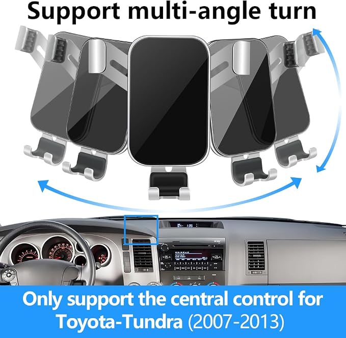 Car Phone Holder for Toyota Tundra 2007-2013 and Toyota Sequoia 2008-2017 Auto Interior Accessories Best Cell Phones Mount Cellphone Mobile Cradle Charging Navigation GPS Bracket Screen Stand