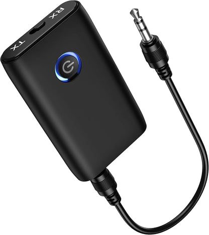 Aux Bluetooth Adapter for Car, Upgraded Bluetooth 5.3 Transmitter Receiver, Portable Wireless Adapter, 2-in-1 Aux Audio Receiver for Laptop, Radio, Headphones, Speakers, TV