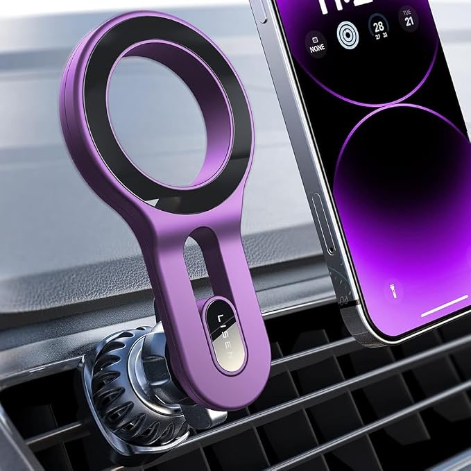 LISEN for iPhone 16 MagSafe Car Mount, [Quick Install] Magnetic Long Arm Mag Safe Car Phone Holder Vent, Car Accessories Gifts for Men Women Fit for iPhone 16 Pro Max 15 14 13 12 Plus Mini, Purple