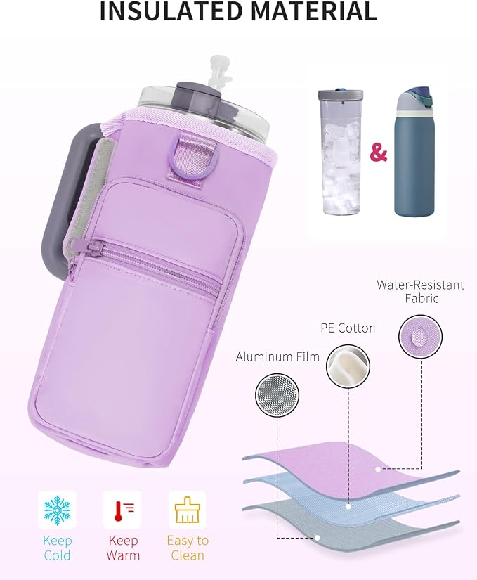 sportsnew Magnetic Gym Bag for Women Men, Water Bottle Carrier Holder with Strap & Phone Pockets for 40oz Tumbler with Handle, 4 Built-in Magnets Small Gym Bag for Sports, Workout, Fitness, Walking