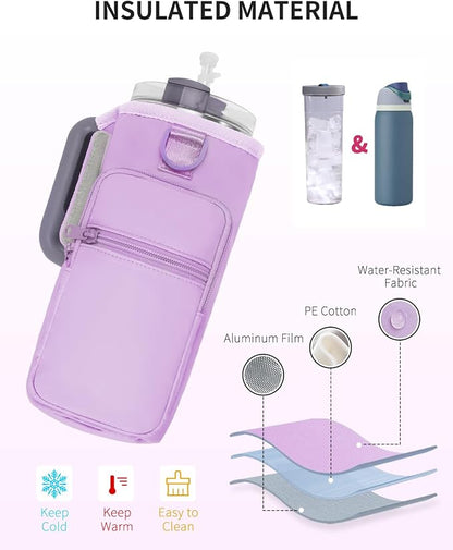 sportsnew Magnetic Gym Bag for Women Men, Water Bottle Carrier Holder with Strap & Phone Pockets for 40oz Tumbler with Handle, 4 Built-in Magnets Small Gym Bag for Sports, Workout, Fitness, Walking