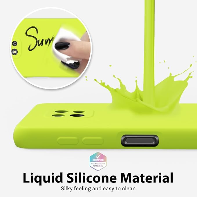 oakxco for Motorola Moto G Power 2021 Phone Case Liquid Silicone, Neon Bright Solid Color, Thin Slim Soft Rubber Gel Matte TPU Plain Simple Cover for Women, Lime Neon Green