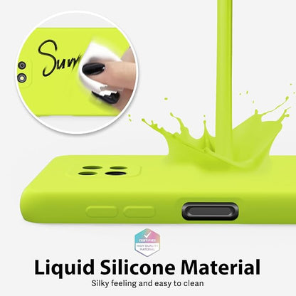 oakxco for Motorola Moto G Power 2021 Phone Case Liquid Silicone, Neon Bright Solid Color, Thin Slim Soft Rubber Gel Matte TPU Plain Simple Cover for Women, Lime Neon Green