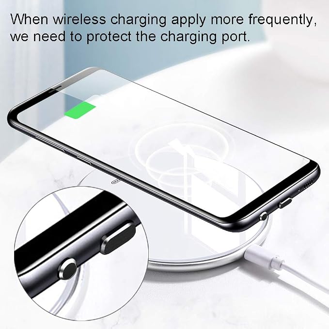 USB C Port Cover Plugs Metal Anti Dust Cap Protectors 2 PCS Compatible with Samsung Galaxy S24/S23/S22/S21 MacBook Pro Air (Black)