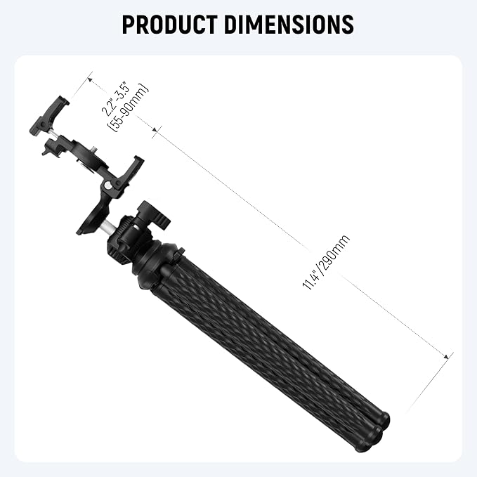 NEEWER Camera Tripod with Remote, Mini Flexible Vlog Phone Tripod Stand with Action Camera Mount Adapter, Hidden Phone Holder & Cold Shoe Compatible with iPhone Hero13 12 11 10 9, Max Load 4.4lb, TP34