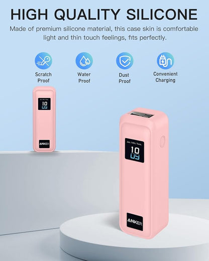 Silicone Case for Anker Prime Power Bank 220W 100mAh,Soft Silicone Protective Cover for Anker Prime Power Bank,Shockproof,Fall-Resistant,Pink