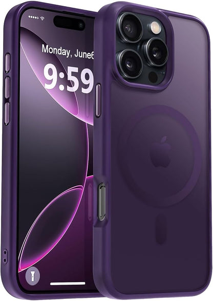 MOCCA Strong Magnetic for iPhone 16 Pro Max Phone Case, [Compatible with Magsafe][16FT Mil-Grade Drop Protection] Slim Translucent Matte Protective Cover Case for iPhone 16 Pro Max Case, Deep Purple