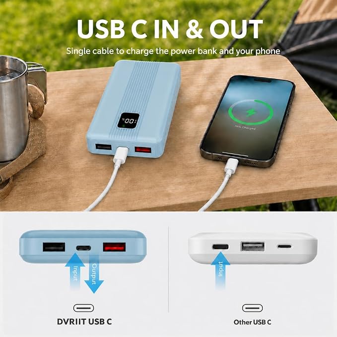 10000mAh Portable Charger with 4 Built-in Cables, 22.5W Fast Charging Power Bank, LED Display, Slim Travel Battery Pack for iPhone 17/16/15/14, Samsung Galaxy, iPad & More