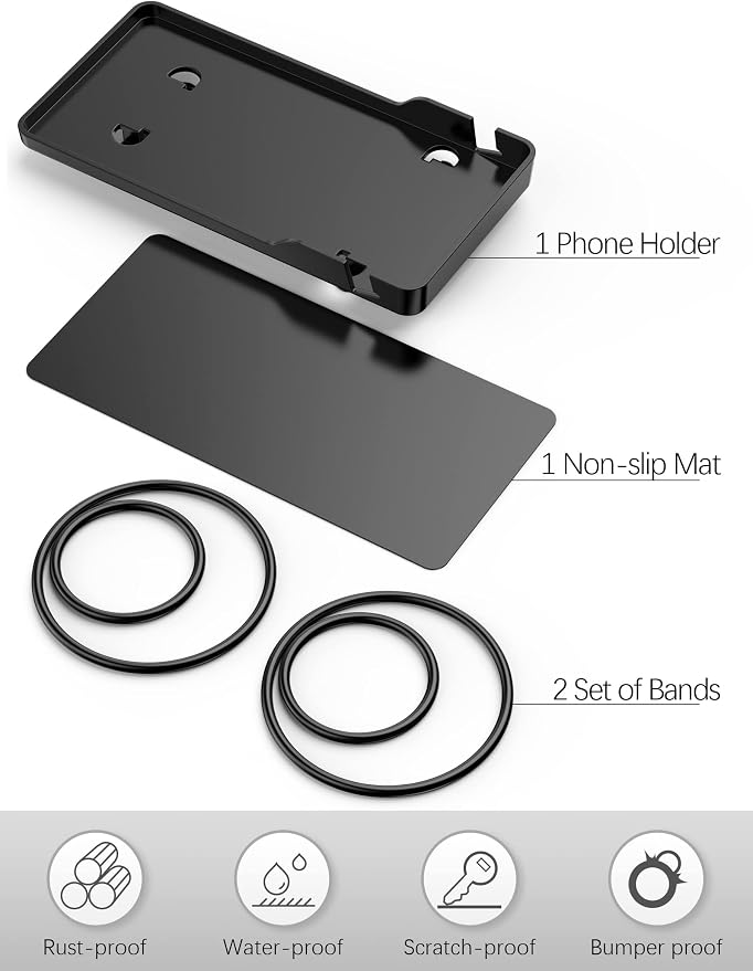 Phone Holder for Peloton Bike & Peloton Bike +, Peloton Bike Accessories, Built-in Anti-Slip Silicone mat Mount Tray, Peloton Phone Holder for iPhone, iPad - Easy Installation
