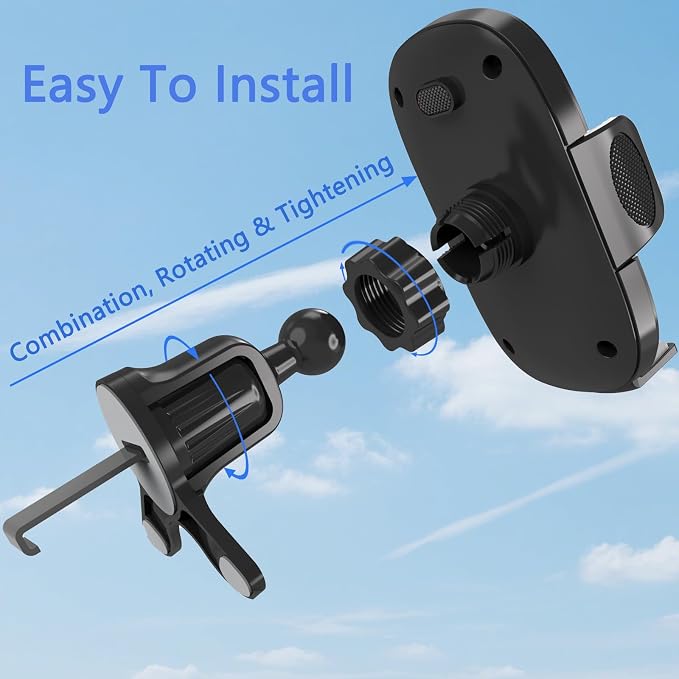 Phone Holder for Car Vent [2026 Upgraded Clip] Cell Phone Mount Hands Free Cradle Air Vent for iPhone 17 16 Pro Max and Universal Smartphone (Black)