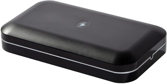 PhoneSoap 3 UV Cell Phone Sanitizer & Dual Universal Cell Phone Charger Box | Patented & Clinically Proven 360-Degree UV-C Light Sanitizer | Disinfects and Charges All Phones (Black)