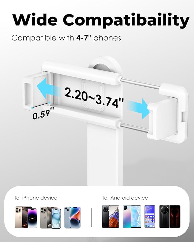 Viozon Aluminum Alloy Wireless Selfie Stick Tripod with Detachable Remote, Lightweight Extendable Phone Stand Compatible with 4–7" iPhone & Android Smartphones
